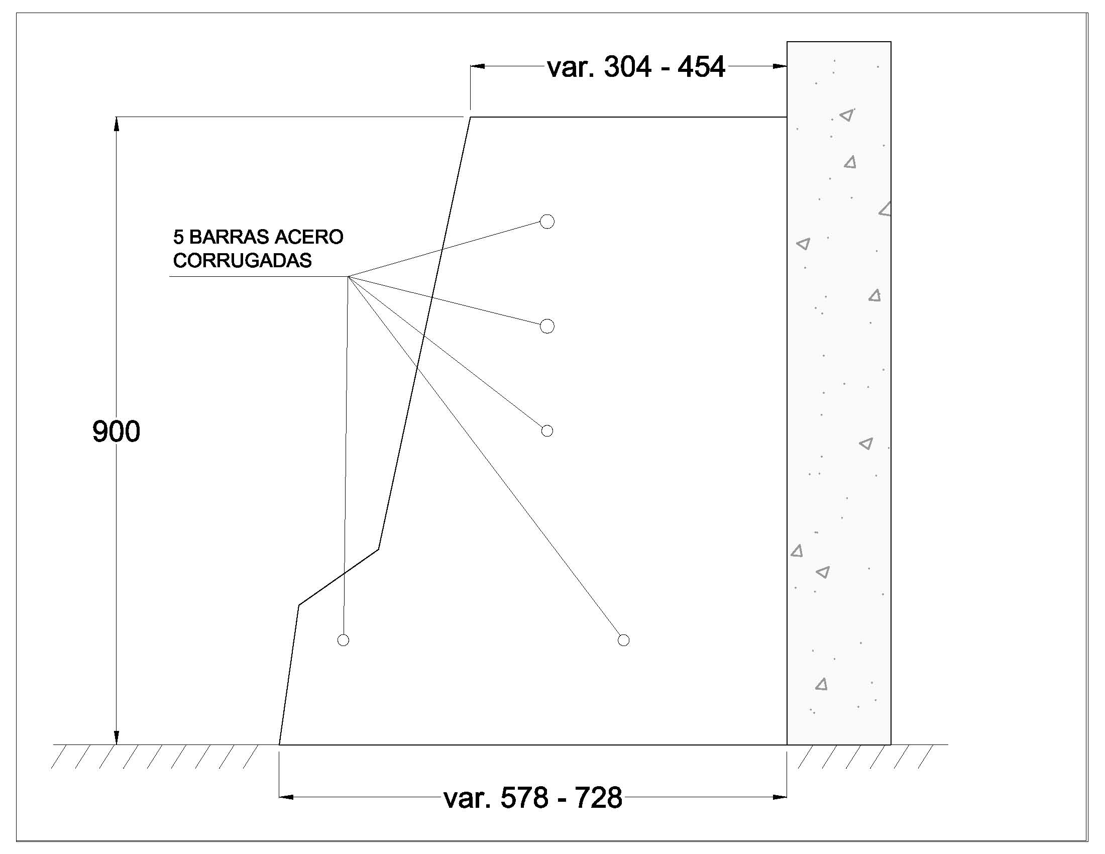 Barrera de hormigón in situ simple a muro